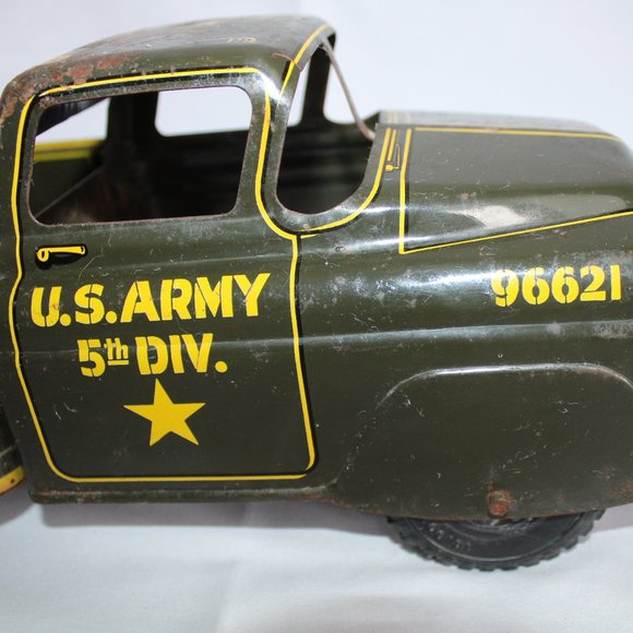 Vintage Marx Toys F268 Green U.S. ARMY 5th DIV Tin Truck - Picture 8 of 16
